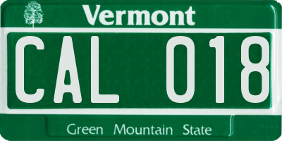 VT license plate CAL018