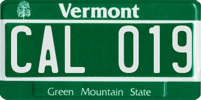 VT license plate CAL019