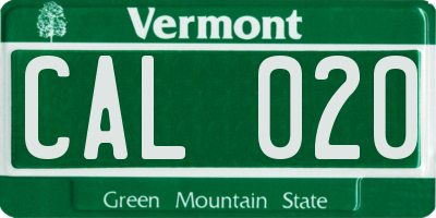 VT license plate CAL020