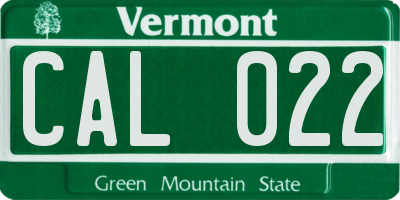 VT license plate CAL022