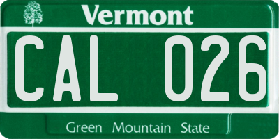 VT license plate CAL026