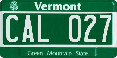 VT license plate CAL027