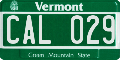 VT license plate CAL029