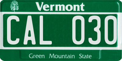 VT license plate CAL030