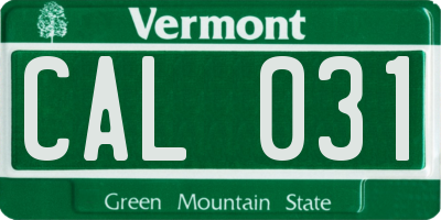 VT license plate CAL031