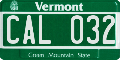 VT license plate CAL032
