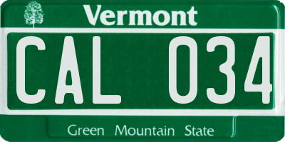 VT license plate CAL034