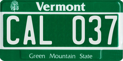 VT license plate CAL037