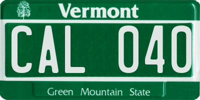 VT license plate CAL040