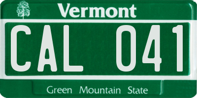 VT license plate CAL041