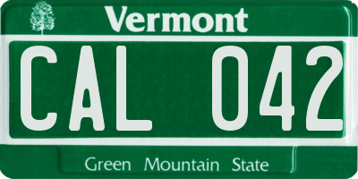 VT license plate CAL042
