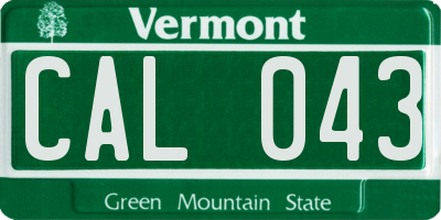 VT license plate CAL043