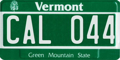 VT license plate CAL044
