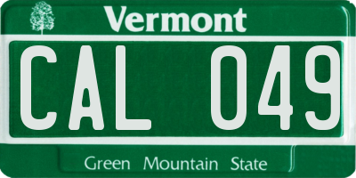 VT license plate CAL049