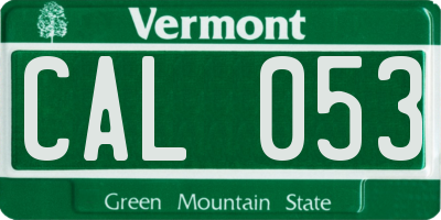 VT license plate CAL053