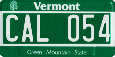 VT license plate CAL054