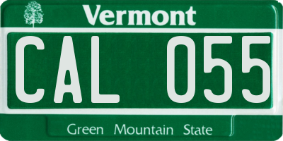VT license plate CAL055