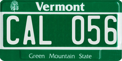 VT license plate CAL056