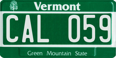 VT license plate CAL059