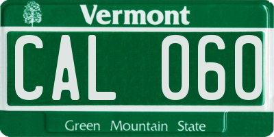 VT license plate CAL060