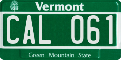 VT license plate CAL061