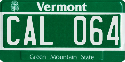 VT license plate CAL064