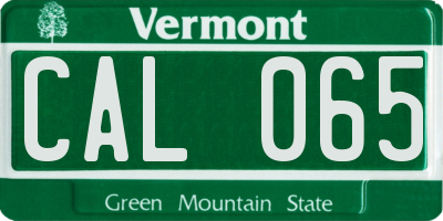 VT license plate CAL065