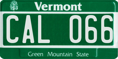 VT license plate CAL066