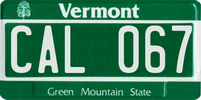 VT license plate CAL067
