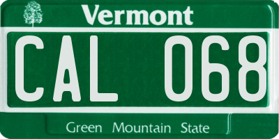 VT license plate CAL068
