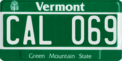 VT license plate CAL069