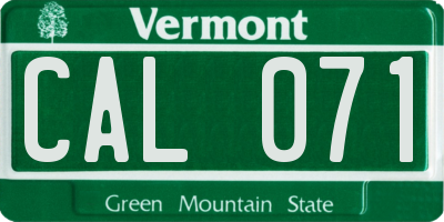 VT license plate CAL071