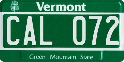 VT license plate CAL072