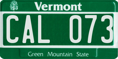 VT license plate CAL073