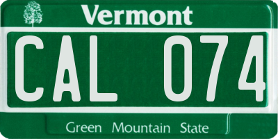 VT license plate CAL074