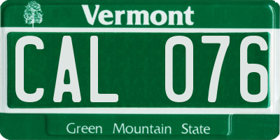 VT license plate CAL076