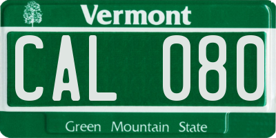 VT license plate CAL080