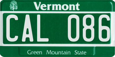 VT license plate CAL086