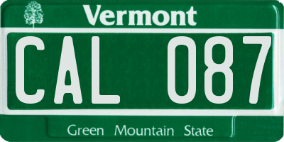 VT license plate CAL087