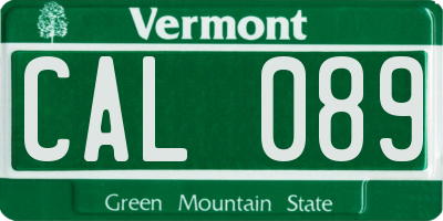 VT license plate CAL089