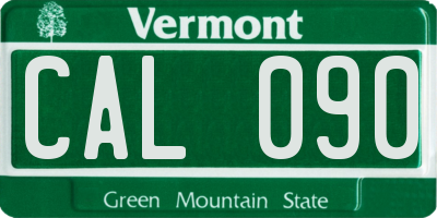 VT license plate CAL090