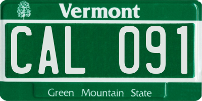 VT license plate CAL091