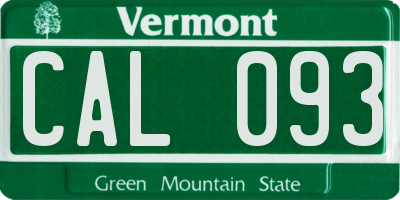 VT license plate CAL093