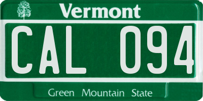 VT license plate CAL094
