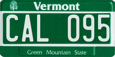 VT license plate CAL095