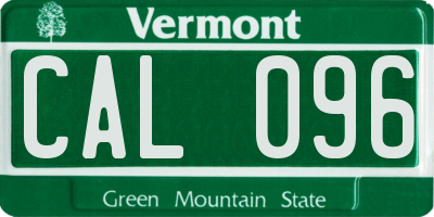VT license plate CAL096