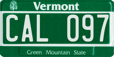 VT license plate CAL097