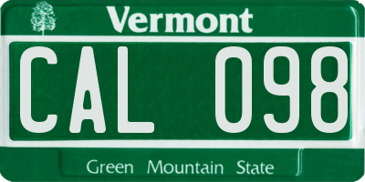 VT license plate CAL098