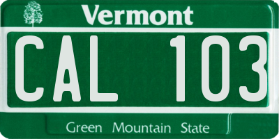 VT license plate CAL103