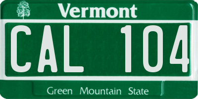 VT license plate CAL104